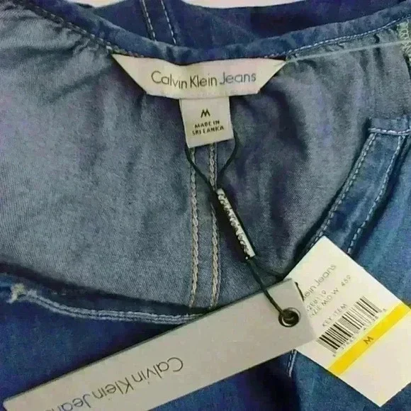 CALVIN KLEIN JEANS BOHO DENIM BLUE DRESS Sz M - Picture 5 of 6